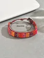 Detailansicht eines 24 cm langen Boho-Armbands aus Naturstein mit Lederkordel - Rot-Violett-Mischstil (SL7998-2)