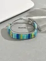 Detailansicht Naturstein Armband mit gewebter Schnur und 24cm Größenmarkierung - Blau-Türkis-Töne (SL7998-4)
