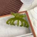 Elegante pinza per capelli in acetato verde scuro con design a fiocco di farfalla - 9.8cm / verde trasparente