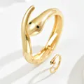 Golden snake-shaped bangle and ring set with sparkling diamond accents for women - Dynamic Snake Style (SL7811)