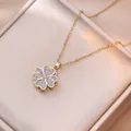 Golden clover necklace with purple zircon inlay displayed in a premium jewelry box - 1350-gold Purple