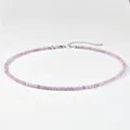 Minimalistische Lavendel-Edelstein-Halskette mit verstellbarem Silber-Karabiner - Lila Jade