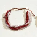 Pulsera bohemia de varias capas con cuentas de cristal rojo y cordón tejido ajustable - Estilo Rojo Y Púrpura (SL7710)