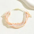 Bracelet multicouche en perles roses avec perles mates et cordon tissé ajustable - Style Rose Clair (SL7710-7)
