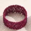 Bracelet élastique large serti de strass rose foncé étincelants pour femmes - Style Fuchsia (SL7735B)