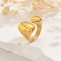 Minimalist irregular gold open ring with glossy spherical design on white surface - Gold Irregular Spherical Style (JZ1294)