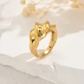 Anillo geométrico dorado ajustable con diseño de espiral irregular y acabado brillante - Estilo de Espiral Retorcida Dorado (JZ1294-5)