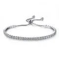 Bracciale tennis regolabile in argento con scintillanti pietre di cristallo rotonde - Stile Zirconia Trasparente / Stile Argento