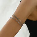 Bracelet de bras minimaliste noir mat à plusieurs couches avec un style de bijoux moderne - Bracelet de Bras Minimaliste Multi-Rangs Noir (SL7435-3)