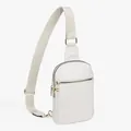 Sac de poitrine blanc à bandoulière avec zips dorés et sangle réglable pour le sport - Blanc