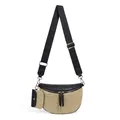 Détail du sac ceinture tressé avec bandoulière réglable et pochette pour écouteurs amovible - Noir Tissé