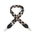 Adjustable checkerboard wide bag strap with black gold nylon pattern and gold hardware - Coffee Black Checkerboard / Wide Version