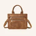 Brown checkered large shoulder bag with double gold zippers and adjustable strap - Double Zipper Brown