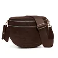 Dark brown crescent crossbody bag in faux suede with wide strap and small coin purse - Suede Coffee