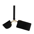 Set de bolsos de muñeca de nailon negro con herrajes dorados y correa ajustable - Negro