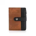 Quilted brown and black contrast faux leather card wallet with textured finish - Quilted Grid / Black Brown