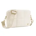 Sac bandoulière matelassé crème avec large bandoulière à motifs géométriques - Blanc Cassé