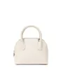 Sac à main demi-lune blanc crème minimaliste avec texture cuir grainé et fermeture éclair - Blanc