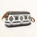 Bohemian style waterproof travel toiletry bag with geometric pattern and side handle - Gradient Stripe Pattern (Black 1)