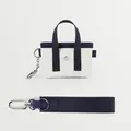 Mini borsa tote in tela portamonete con tracolla blu navy e dettagli in metallo argento - Blu Navy (monocolore Ordine Minimo 100 Pezzi)