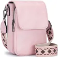 Mini borsa a tracolla rosa pastello per cellulare con ampia tracolla in tessuto jacquard - Rosa