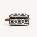Detail of bohemian geometric pattern PU leather toiletry bag with brown wristlet strap - Black 1