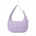 Detail of light purple quilted nylon crescent shoulder bag with adjustable strap - Purple