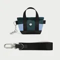 Mini bolso tote llavero de nailon verde azul negro con correa de muñeca adicional - Verde azulado
