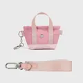 Mini borsa tote in tela rosa con cinturino coordinato e dettagli in argento - Rosa