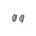 Silver leaf hoop earrings featuring micro-paved sparkling cubic zirconia crystals - Full Zircon Leaf Ear Cuff - Silver (D0344)