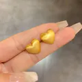 Orecchini a perno a cuore in oro opaco con trama spazzolata in argento 925 donna - Stile a Cuore Spazzolato (D0340) / Oro Opaco