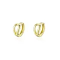 Dettaglio di orecchini a cerchio dorati ritorti a doppio strato con chiusura a scatto - Stile a Doppio Cerchio a Croce Torta / Fibbia per Orecchio Piccola-Oro (D0069)