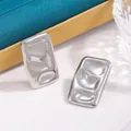 Orecchini a perno rettangolari in metallo argento con texture lava irregolare - Stile Rettangolare Texture Pieghettata Lava (D0810) / Quadrato Argento