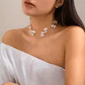 Collier élégant multicouche en perles baroques et fil d'or délicat pour femme - Collier en Perles(L0202)