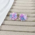 Orecchini a fiore fatti a mano in viola e azzurro per un dolce stile dopamina - Orecchini in Perline Fatti a Mano Viola / Viola (D0637)