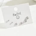 Elegant silver earring set featuring star and bow designs with cubic zirconia accents - Single Zircon Geometric Silver Style (EH4591)