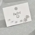 Set di 6 orecchini a lobo in argento con fiori e stelle e pietre di zircone - Stile Stella e Fiore Cavo (EH4593-6)