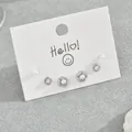 Set di orecchini geometrici in argento con motivi floreali, perle e zirconi su carta - Stile Perla e Fiore a Spirale (EH4593-11)