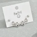 Set di orecchini a lobo in argento a forma di quadrifoglio e stella con zirconi - Stile Stella e Quadrifoglio (EH4593-16)