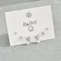 Set da 6 paia di orecchini color argento con perle a fiocco, ciliegie e zirconi - Stile Ciliegia e Fiocco con Perla (EH4593-15)
