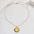 Detailed view of Saint Benedict pendant with colorful beads and lobster clasp on gold chain - Multicolor Beads (XL5349-1)
