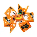Fiocco per capelli di Halloween in nastro arancione con stampe di fantasmi e zucca 3D - Fantasma Zucca Arancione (4)