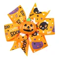 Halloween orange bow hair clip with pumpkin center and ghost patterns for pets and kids - Orange Too Cute Pumpkin (7)