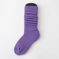 Lila Stulpensocken aus Baumwolle mit strukturierter Rippung und modischem Bubble-Design - Einheitsgröße / Lila