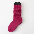 Leuchtend pinke Strick-Stulpen für Damen, atmungsaktives Ripp-Design in Slouch-Optik - Einheitsgröße / Pflaume