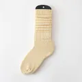 Einfarbige hellgelbe Strick-Socken mit gerippter Textur und weichem Baumwollmischgewebe - Einheitsgröße / Beige