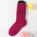 Einfarbige rosarote Strick-Socken in Slouch-Optik aus atmungsaktiver Baumwolle für Damen - Einheitsgröße / Fuchsie