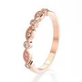 Anillo de oro rosa con circonitas blancas alternando cortes redondos y marquesa - Talla 5 / Oro rosa