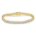 Classic 18K gold plated tennis bracelet with sparkling cubic zirconia on white background - 5mm Width - 15cm Length / Gold