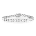 Elegant 18K silver plated tennis bracelet featuring sparkling round-cut cubic zirconia - 5mm Width - 15cm Length / White Gold